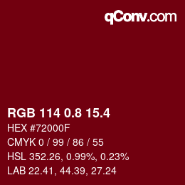 カラーコード: RGB 114 0.8 15.4 | qconv.com