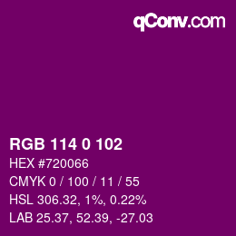 Color code: RGB 114 0 102 | qconv.com