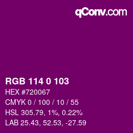 Color code: RGB 114 0 103 | qconv.com