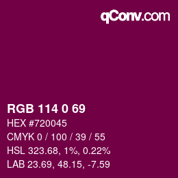 カラーコード: RGB 114 0 69 | qconv.com