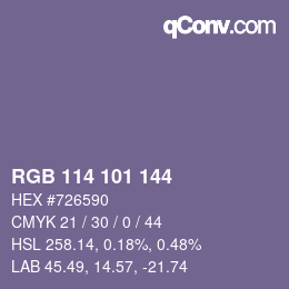 Farbcode: RGB 114 101 144 | qconv.com