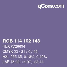 Color code: RGB 114 102 148 | qconv.com