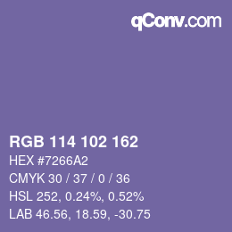 Color code: RGB 114 102 162 | qconv.com