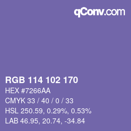 颜色代码: RGB 114 102 170 | qconv.com
