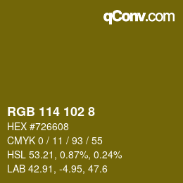 Color code: RGB 114 102 8 | qconv.com