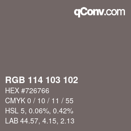 Color code: RGB 114 103 102 | qconv.com