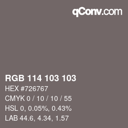 カラーコード: RGB 114 103 103 | qconv.com