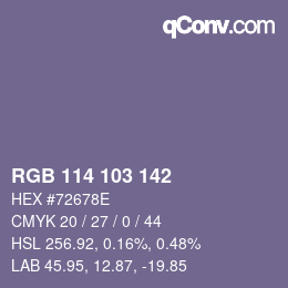 Color code: RGB 114 103 142 | qconv.com