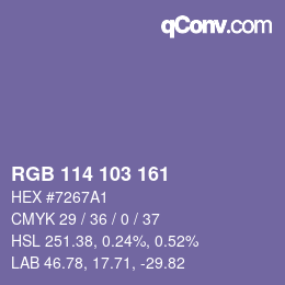 Color code: RGB 114 103 161 | qconv.com