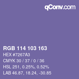 Color code: RGB 114 103 163 | qconv.com