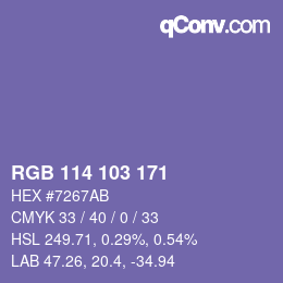 Color code: RGB 114 103 171 | qconv.com