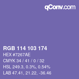 Color code: RGB 114 103 174 | qconv.com