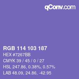 Color code: RGB 114 103 187 | qconv.com