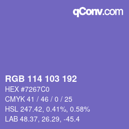 Color code: RGB 114 103 192 | qconv.com