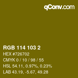 Color code: RGB 114 103 2 | qconv.com