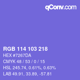 Color code: RGB 114 103 218 | qconv.com