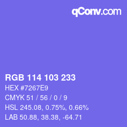 Color code: RGB 114 103 233 | qconv.com