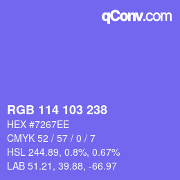 Color code: RGB 114 103 238 | qconv.com