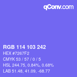 カラーコード: RGB 114 103 242 | qconv.com
