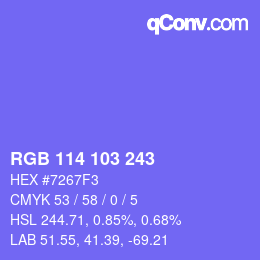 Color code: RGB 114 103 243 | qconv.com