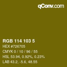 Color code: RGB 114 103 5 | qconv.com