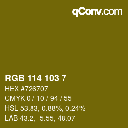 Color code: RGB 114 103 7 | qconv.com