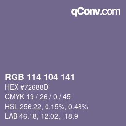 Farbcode: RGB 114 104 141 | qconv.com