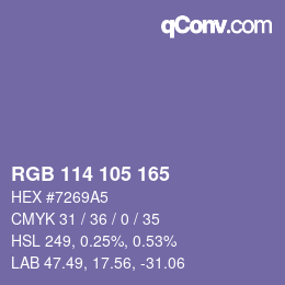 Farbcode: RGB 114 105 165 | qconv.com