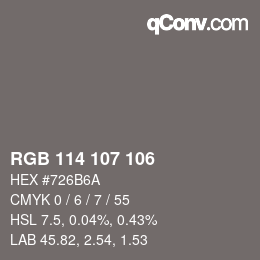 Farbcode: RGB 114 107 106 | qconv.com