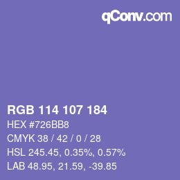 颜色代码: RGB 114 107 184 | qconv.com