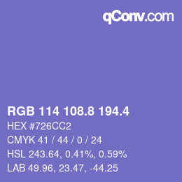 カラーコード: RGB 114 108.8 194.4 | qconv.com