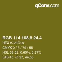 カラーコード: RGB 114 108.8 24.4 | qconv.com