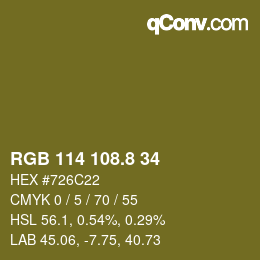 Color code: RGB 114 108.8 34 | qconv.com
