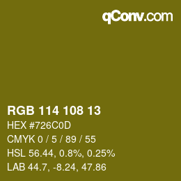 颜色代码: RGB 114 108 13 | qconv.com