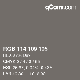 Código de color: RGB 114 109 105 | qconv.com