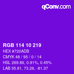 Color code: RGB 114 10 219 | qconv.com