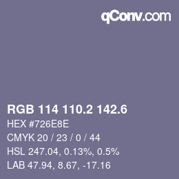 カラーコード: RGB 114 110.2 142.6 | qconv.com
