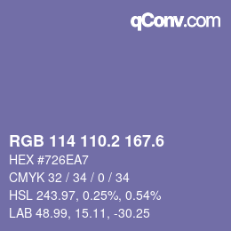 カラーコード: RGB 114 110.2 167.6 | qconv.com