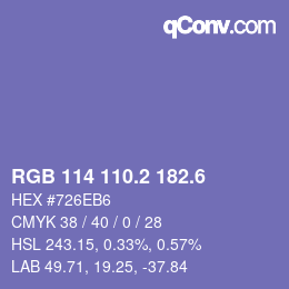 カラーコード: RGB 114 110.2 182.6 | qconv.com