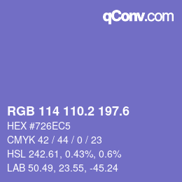 カラーコード: RGB 114 110.2 197.6 | qconv.com