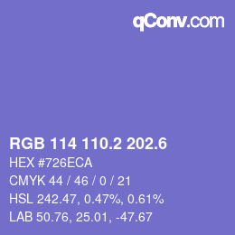 カラーコード: RGB 114 110.2 202.6 | qconv.com