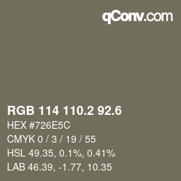 カラーコード: RGB 114 110.2 92.6 | qconv.com
