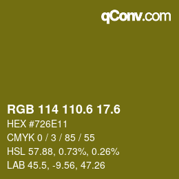 カラーコード: RGB 114 110.6 17.6 | qconv.com