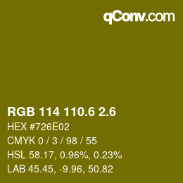 カラーコード: RGB 114 110.6 2.6 | qconv.com