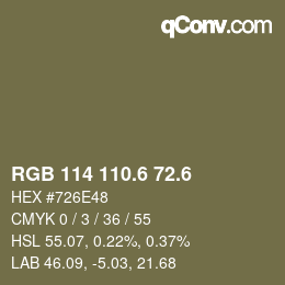 カラーコード: RGB 114 110.6 72.6 | qconv.com