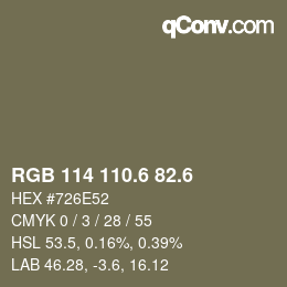 カラーコード: RGB 114 110.6 82.6 | qconv.com