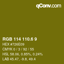 カラーコード: RGB 114 110.6 9 | qconv.com