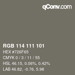 颜色代码: RGB 114 111 101 | qconv.com