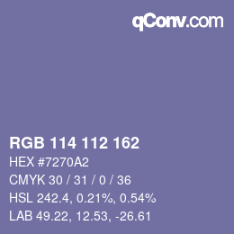 カラーコード: RGB 114 112 162 | qconv.com