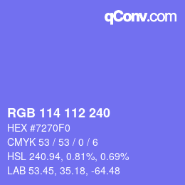 Color code: RGB 114 112 240 | qconv.com